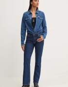 Guess Jeans Дънкова риза дамска в синьо с кройка по тялото с класическа яка W4YH35 D5EI3