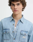 Guess Jeans Памучна риза в синьо със стандартна кройка с класическа яка M5GH56 D5M82