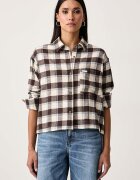 Guess Jeans риза дамска от памук бежова на каре W6BH22 W4712