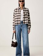 Guess Jeans риза дамска от памук бежова на каре W6BH22 W4712