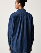 Guess Jeans риза дамска от памук синя W6YHC2 D1195