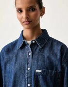 Guess Jeans риза дамска от памук синя W6YHC2 D1195