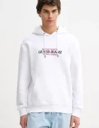 Guess Jeans Суичър мъжки в черно с качулка с апликация M4YQ23 K9V31