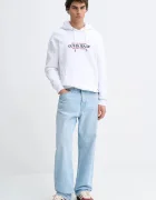 Guess Jeans Суичър мъжки в черно с качулка с апликация M4YQ23 K9V31