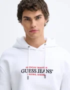 Guess Jeans Суичър мъжки в черно с качулка с апликация M4YQ23 K9V31