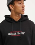 Guess Jeans Суичър в черно с качулка с апликация M4YQ23 K9V31