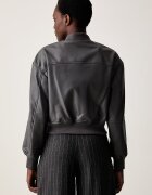 Guess Jeans яке бомбър дамско от имитация на кожа сиво W6YL01 W2525