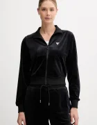 Guess Кадифен суичър COUTURE в черно с изчистен дизайн V3BQ22 K0232