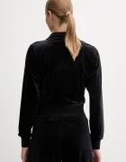 Guess Кадифен суичър COUTURE в черно с изчистен дизайн V3BQ22 K0232