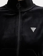 Guess Кадифен суичър COUTURE в черно с изчистен дизайн V3BQ22 K0232
