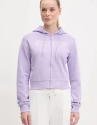 Guess Памучен суичър PRIMULA в лилаво с качулка с апликация V5GQ10 KCRP0