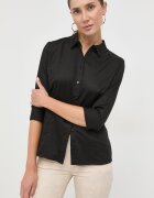 Guess Риза CATE дамска в черно с кройка по тялото класическа яка W2YH41 WAF10