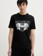 HUGO Памучна тениска Durro в черно с принт 50538257