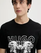 HUGO Памучна тениска Durro в черно с принт 50538257