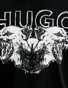 HUGO Памучна тениска Durro в черно с принт 50538257