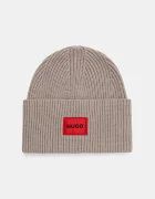 HUGO шапка дамска от вълнена материя Saffa_hat бежова 50502579