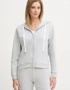 HUGO суичър с цип и качулка дамски с памук ID_JACKET сив 50556350