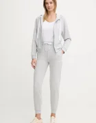HUGO суичър с цип и качулка дамски с памук ID_JACKET сив 50556350