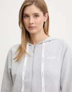 HUGO суичър с цип и качулка дамски с памук ID_JACKET сив 50556350