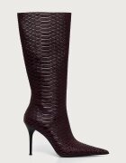 Jeffrey Campbell ботуши под коляното с тънък ток дамски от кожа PROPOSAL бордо JC-1385-5-1