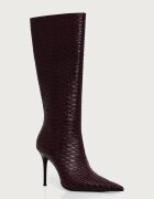 Jeffrey Campbell ботуши под коляното с тънък ток дамски от кожа PROPOSAL бордо JC-1385-5-1