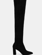 Jeffrey Campbell Велурени ботуши Parisah-2 в черно с дебел ток JC-1253-3-9
