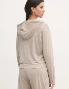 Juicy Couture Горнище на пижама тип суичър LIV RIB VELOUR HOODIE в бежово JCLBJ125503