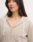 Juicy Couture Горнище на пижама тип суичър LIV RIB VELOUR HOODIE в бежово JCLBJ125503
