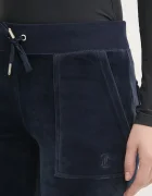 Juicy Couture Кадифен спортен панталон LAYLA POCKET LR в тъмносиньо с изчистен дизайн JCSEBJ001
