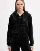 Juicy Couture Кадифен суичър в черно с качулка с изчистен дизайн JCWAS225310
