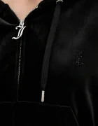 Juicy Couture Кадифен суичър в черно с качулка с изчистен дизайн JCWAS225310