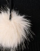 Juicy Couture пуловер със закопчаване дамски с вискоза KNIT JUICY DIAMANTE WITH FUR TRIM черен JCWAS226309