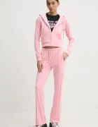 Juicy Couture суичър с цип и качулка дамски от кадифе MADISON HOODIE розов JCWA122001