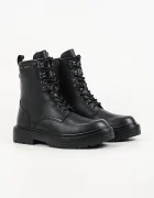 Karl Lagerfeld боти с връзки мъжки от кожа Miles черни KL10256L