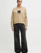 Karl Lagerfeld Jeans Памучен суичър в бежово с принт A1W20006