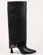 Karl Lagerfeld Кожени ботуши DEBUTANTE в черно с тънък ток KL32081