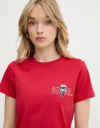 Karl Lagerfeld Памучна тениска IKON дамска в червено A3W17085