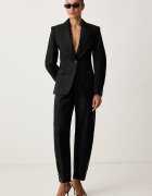 Karl Lagerfeld панталон дамски с вълна черен с висока талия B4W10059