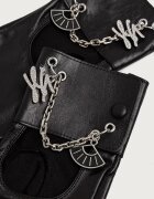Karl Lagerfeld ръкавици без пръсти дамски от кожа черни B4W33018