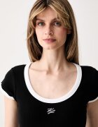 Karl Lagerfeld тениска дамска от памук с еластан черна B3W17071