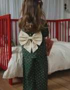 Konges Sløjd блуза за деца от памук с еластан ELIN BOW BLOUSE GOTS зелена с точки KS105976
