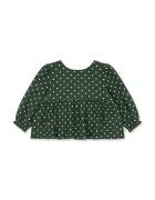 Konges Sløjd блуза за деца от памук с еластан ELIN BOW BLOUSE GOTS зелена с точки KS105976