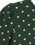 Konges Sløjd блуза за деца от памук с еластан ELIN BOW BLOUSE GOTS зелена с точки KS105976