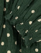 Konges Sløjd блуза за деца от памук с еластан ELIN BOW BLOUSE GOTS зелена с точки KS105976