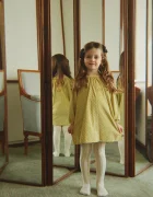 Konges Sløjd рокля от памук MARLO DRESS GOTS жълта с изчистена шарка KS106146