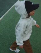 Konges Sløjd суичър с цип и качулка за деца с памук LOU SWEAT ZIP HOOD GOTS сив KS106108