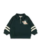 Konges Sløjd суичър за деца от памук LOUPY HALF ZIP POLO OCS зелен KS107613