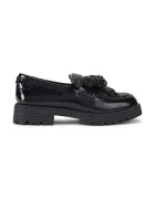 Kurt Geiger London Кожени мокасини Bow Crystal Loafer в черно с равна подметка 5388400109