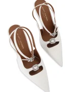 Kurt Geiger London обувки с ток от кожа Buckle Point Court White бели 5850210309