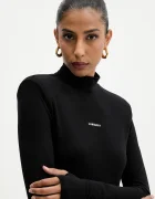 La Mania блуза с дълги ръкави дамска с вискоза черна SLEEK